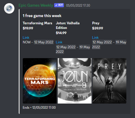 Add Free Games On Steam Discord Bot